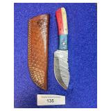 8' Damascus Texas Pride Knife w/ Sheath