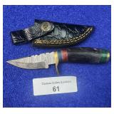 6' Damascus Deer Antler Skinner Knife w/ Sheath