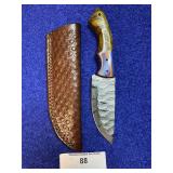 8' Full Tang Damascus Knife w/ Sheath