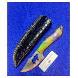 8' Damascus Texas Bull Embossed Knife