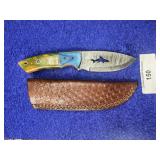 8' Damascus Shark Embossed Knife