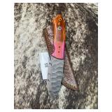 8' Damascus Hunting Knife w/ Sheath