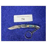 4' Damascus Keychain Knife w/ Sheath