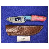 8' Damascus Manger Scene Knife w/ Sheath