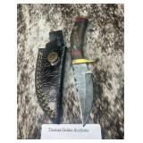 6.5' Damascus Steel Pocket Knife w/ Sheath