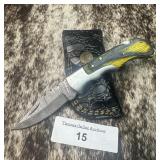6' Damascus Deer Antler Knife w/ Sheath