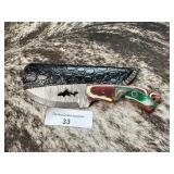 8' Shark Embossed Hunting Knife w/ Sheath