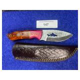 8' Damascus Shark Embossed Knife