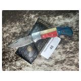7' Handcrafted Damascus Pocket Knife w/ Sheath