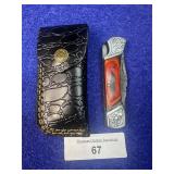 7' Handcrafted Damascus Pocket Knife w/ Sheath