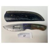 8' Damascus Manger Scene Knife w/ Sheath