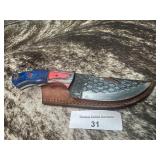 8' Handcrafted Gut Hook Hunting Knife w/ Sheath
