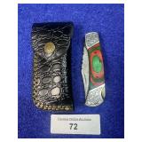 7' Handcrafted Damascus Pocket Knife w/ Sheath