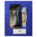 7' Handcrafted Damascus Pocket Knife w/ Sheath