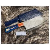 12' Damascus Meat Cleaver w/ Sheath