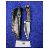 7' Handcrafted Damascus Hunting Knife w/ Sheath