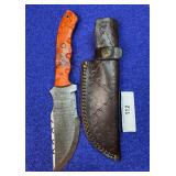 10.5' Damascus Full Tang Tracker Knife w/ Sheath
