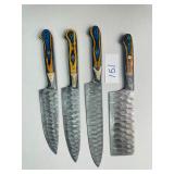 4 Pc Damascus Steel Chef Knife Set