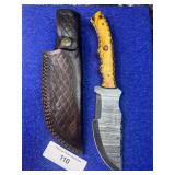 10.5' Damascus Full Tang Tracker Knife w/ Sheath