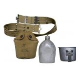 WWI-WWII Pistol Belt w/ Canteen, Cup & Cover