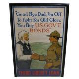 WWI Third Liberty Loan Poster in Frame