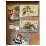5 antique Easter Embossed Postcards