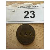 T and S 5 Cent Bar Trade Token