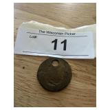 Early Brass Token Skinny Leg Left Facing Eagle
