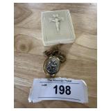 VTG Religious Brooch w Hidden Micro Rosary