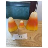 Lot of 3 Halloween Candy Corn Candles