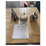3 Heavy Metal Candle Holders Crate Barrel