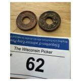 Lot of 2 Antique Trade Tokens