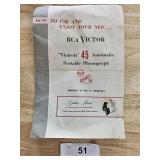 RCA Victrola 45 Portable phonograph Pamphlet