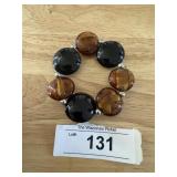 Brown Amber Black Art Glass Bracelet