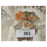 Jeweled Leafs Brooch and Earring Set VTG