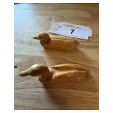 Lot of 2 Hand Carved Artist Signed Ducks