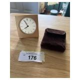 Brass Seiko Desk Clock w Velvet Bag