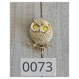 Sarah Conventry Owl Brooch w Green Glimmer Eyes