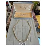 Coje Simulated Pearl Necklace w Box 14k Gold Clasp