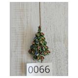 Multi Jeweled Enameled Christmas Tree Brooch