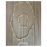 14KT Plumb Gold Pearl Necklace and Bracelet