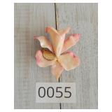 VTG Pink Floral Flower Brooch w Religious Tag