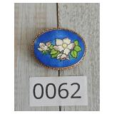 Antique Beautifully Enameled Flower Brooch