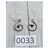 Sterling Silver Sprial Onyx Earrings Set