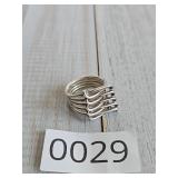 Sterling Silver Multi Strand Stacked Sz 8 Ring