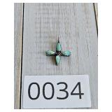 Sterling Silver Turquoise Star Cross Pendant