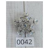 Coro Silver Tone Multi Flower Crystal Brooch Pin