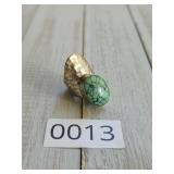 Sterling Silver Hammered Metal Turquoise Ring SZ 6