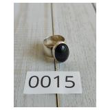 Sterling Silver Oval Onyx Statement Ring SZ 7