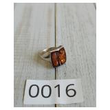 Sterling Silver Baltic Amber Ring Sz 7